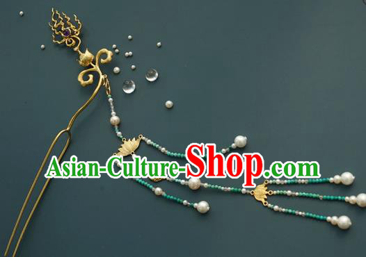 China Tang Dynasty Princess Hair Stick Traditional Beads Tassel Hairpin Handmade Hair Accessories