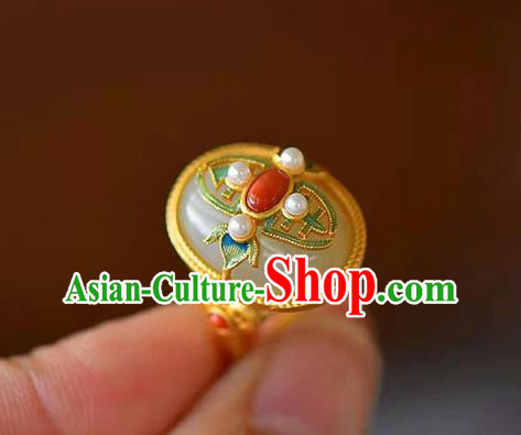 China Ancient Princess Jade Ring Jewelry Traditional Handmade Circlet Accessories