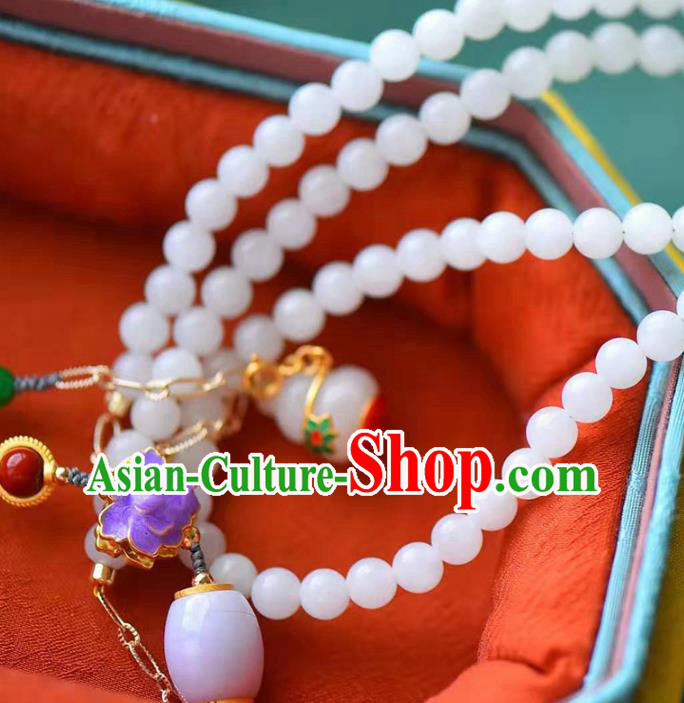 Chinese Classical Jade Carving Necklace Pendant National Handmade Sachet Necklet Jewelry Accessories