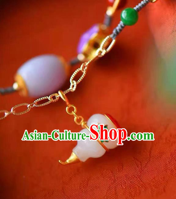 Chinese Classical Jade Carving Necklace Pendant National Handmade Sachet Necklet Jewelry Accessories