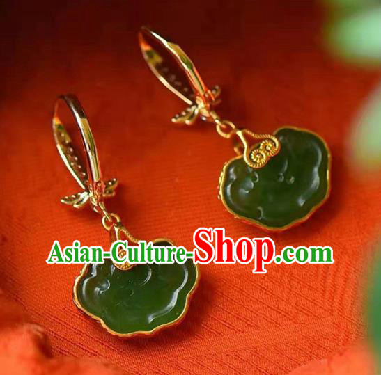 Handmade China Jade Ear National Jewelry Accessories Traditional Cheongsam Crystal Earrings