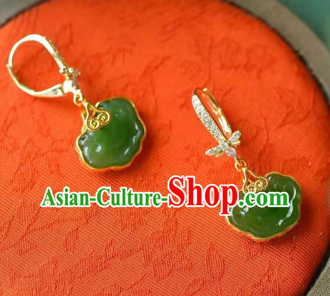 Handmade China Jade Ear National Jewelry Accessories Traditional Cheongsam Crystal Earrings