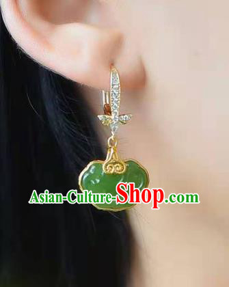 Handmade China Jade Ear National Jewelry Accessories Traditional Cheongsam Crystal Earrings