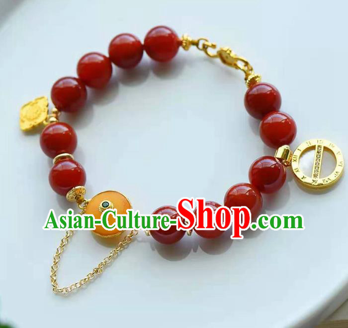 China Handmade Agate Beads Bracelet Traditional Jewelry Accessories National Beeswax Bangle