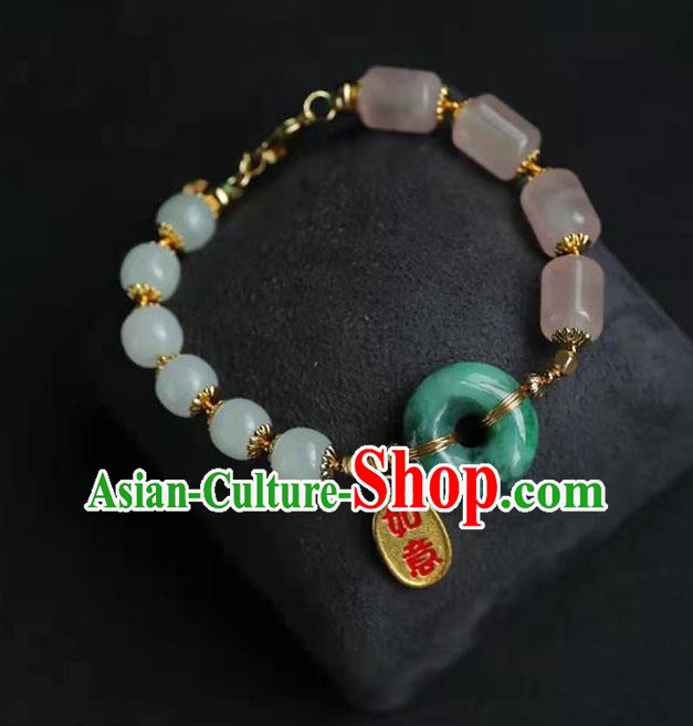 China Handmade Golden Lotus Seedpod Tassel Bracelet Traditional Jewelry Accessories National Jadeite Bangle