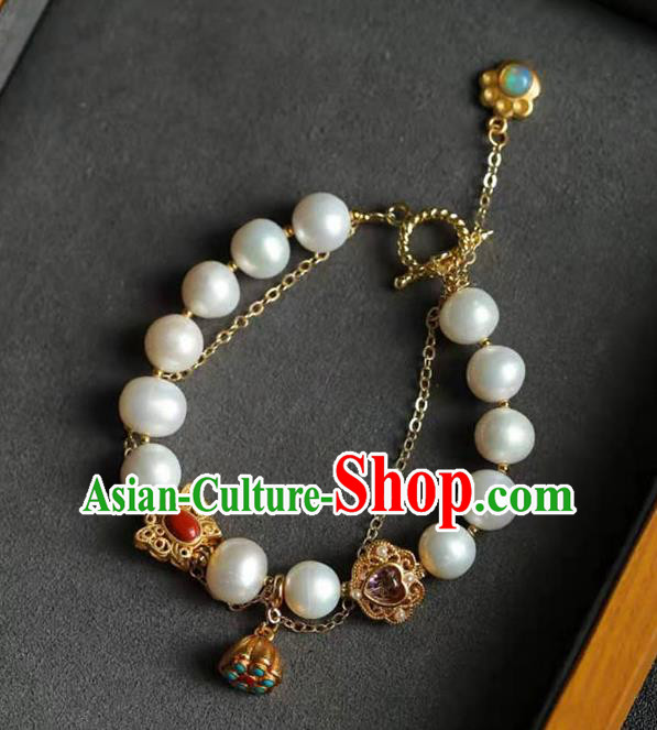 China Handmade Amethyst Bracelet Traditional Jewelry Accessories National Pearls Bangle