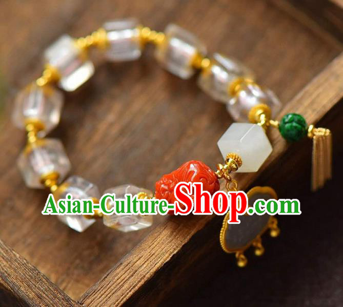 China Handmade Agate Jade Bracelet Traditional Jewelry Accessories National Crystal Bangle