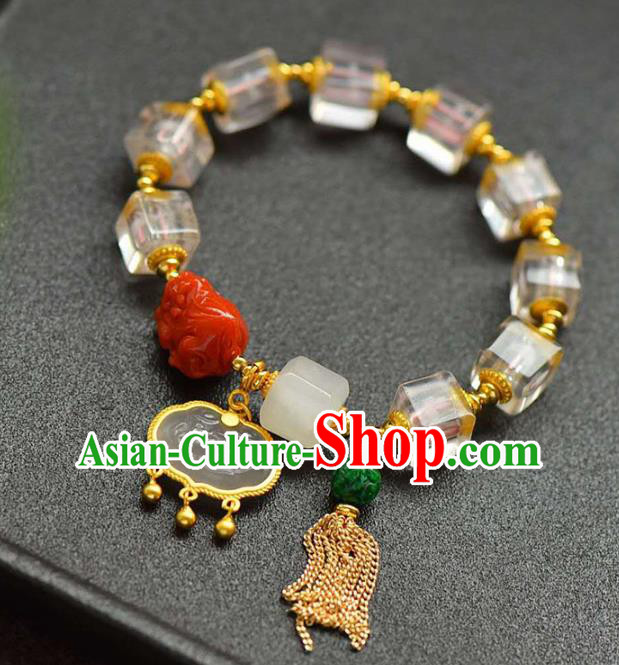 China Handmade Agate Jade Bracelet Traditional Jewelry Accessories National Crystal Bangle