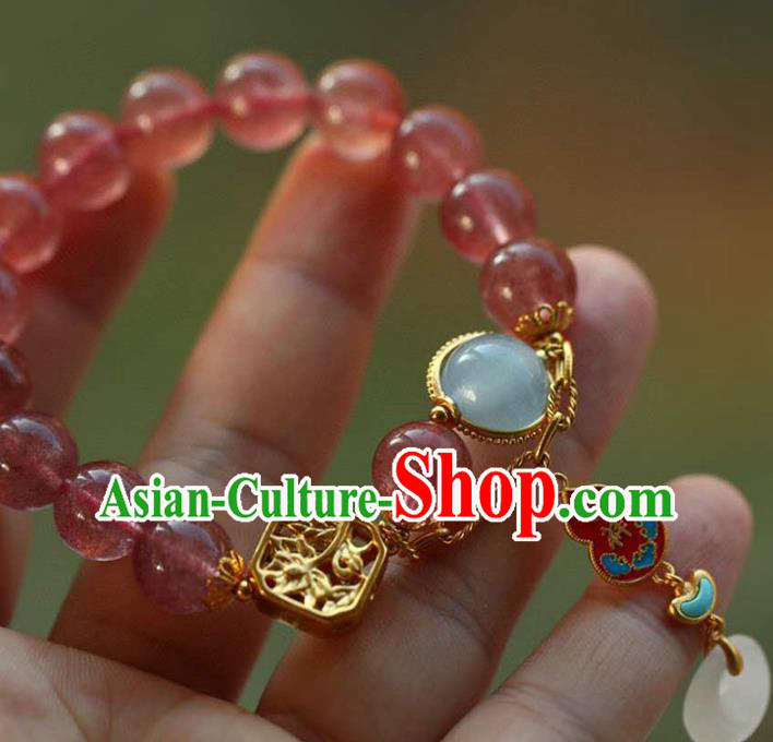 China Handmade Garnet Beads Bracelet Traditional Jewelry Accessories National Enamel Gourd Bangle