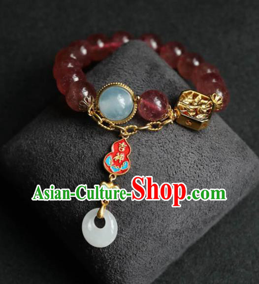 China Handmade Garnet Beads Bracelet Traditional Jewelry Accessories National Enamel Gourd Bangle