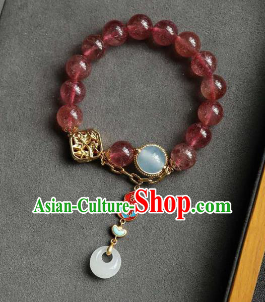 China Handmade Garnet Beads Bracelet Traditional Jewelry Accessories National Enamel Gourd Bangle