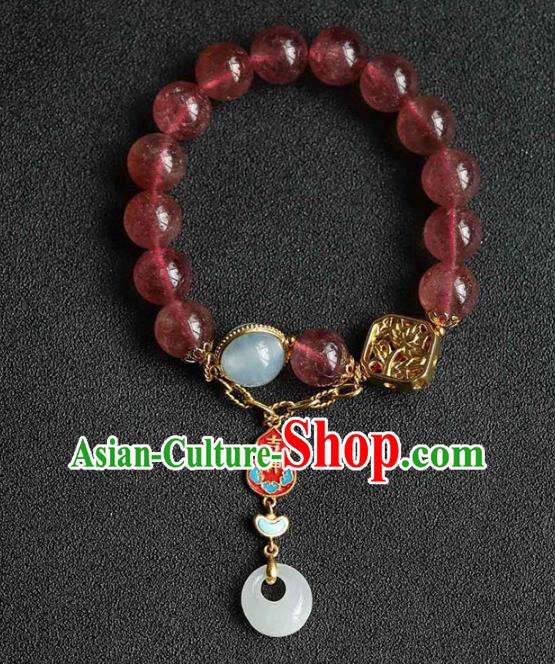 China Handmade Garnet Beads Bracelet Traditional Jewelry Accessories National Enamel Gourd Bangle