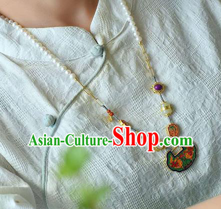 Chinese Classical Cloisonne Necklace Pendant National Handmade Jewelry Accessories Longevity Lock