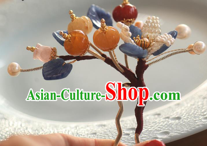 China Song Dynasty Ceregat Hairpin Handmade Hair Accessories Traditional Ancient Princess Pearls Hair Stick