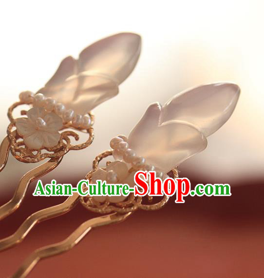 China Ancient Imperial Concubine Pearls Hair Stick Handmade Hair Accessories Traditional Song Dynasty Court Woman Hairpin