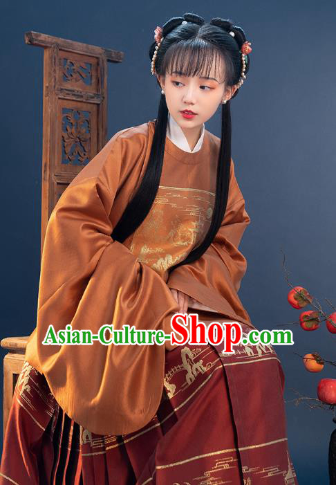Ancient China Noble Lady Hanfu Clothing Traditional Ming Dynasty Palace Beauty Historical Costumes for Women