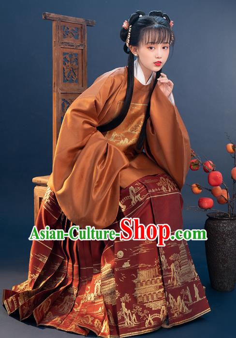 Ancient China Noble Lady Hanfu Clothing Traditional Ming Dynasty Palace Beauty Historical Costumes for Women