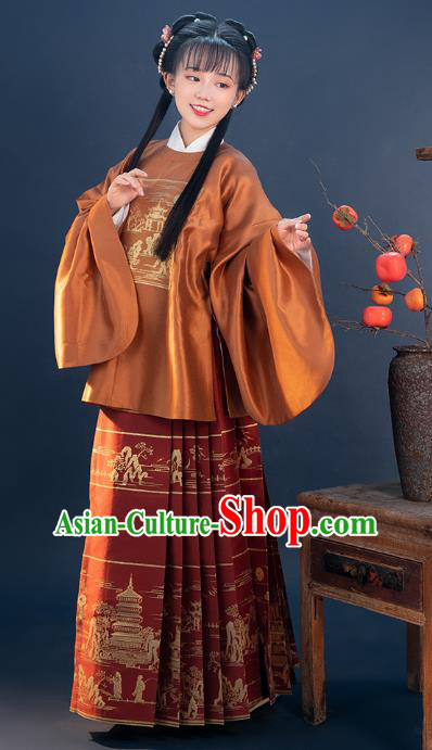 Ancient China Noble Lady Hanfu Clothing Traditional Ming Dynasty Palace Beauty Historical Costumes for Women