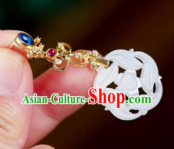 Handmade China National Ear Jewelry Accessories Traditional Cheongsam Jade Plum Earrings
