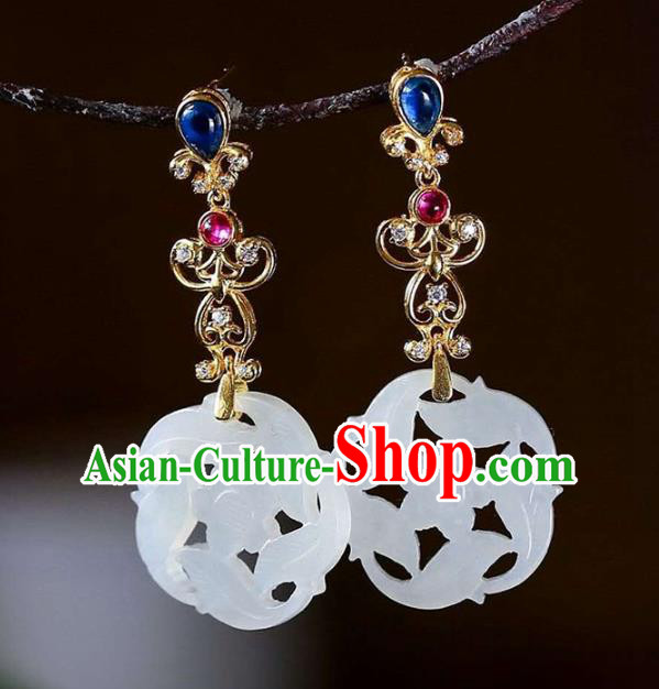 Handmade China National Ear Jewelry Accessories Traditional Cheongsam Jade Plum Earrings