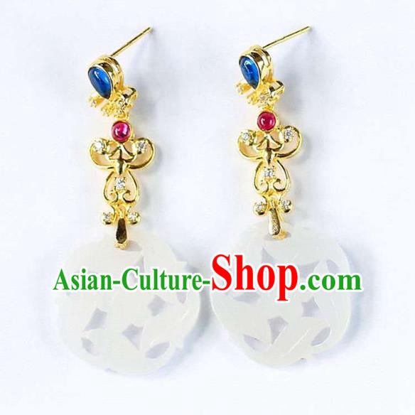 Handmade China National Ear Jewelry Accessories Traditional Cheongsam Jade Plum Earrings