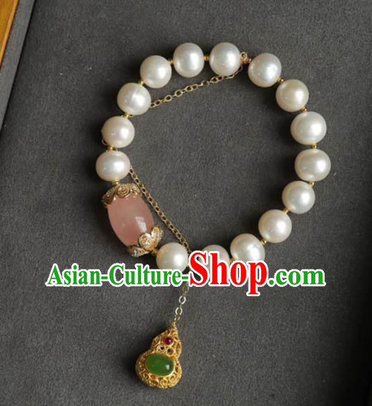 China Handmade Golden Gourd Tassel Bracelet Traditional Jewelry Accessories National Pearls Bangle