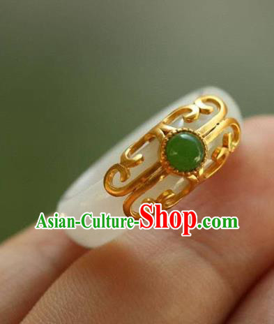 Chinese National Jade Finger Ring Jewelry Traditional Handmade Circlet Accessories