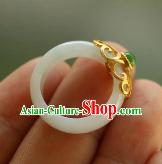 Chinese National Jade Finger Ring Jewelry Traditional Handmade Circlet Accessories