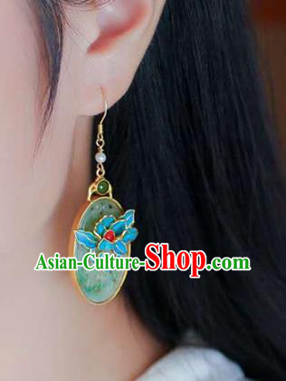 Handmade China Traditional Cheongsam Eardrop Jade Accessories Earrings Jewelry