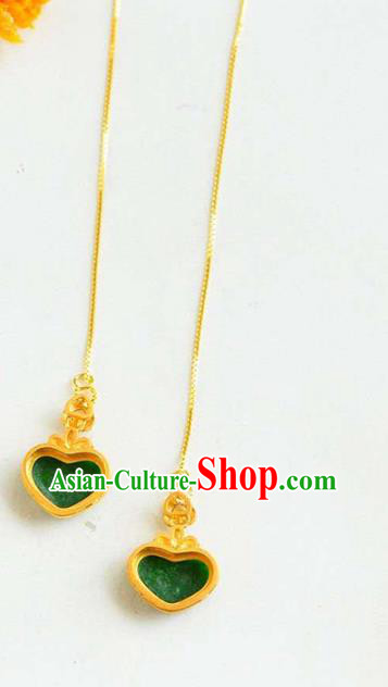 Handmade China Cheongsam Crystal Long Earrings Traditional National Jewelry Accessories Jadeite Eardrop
