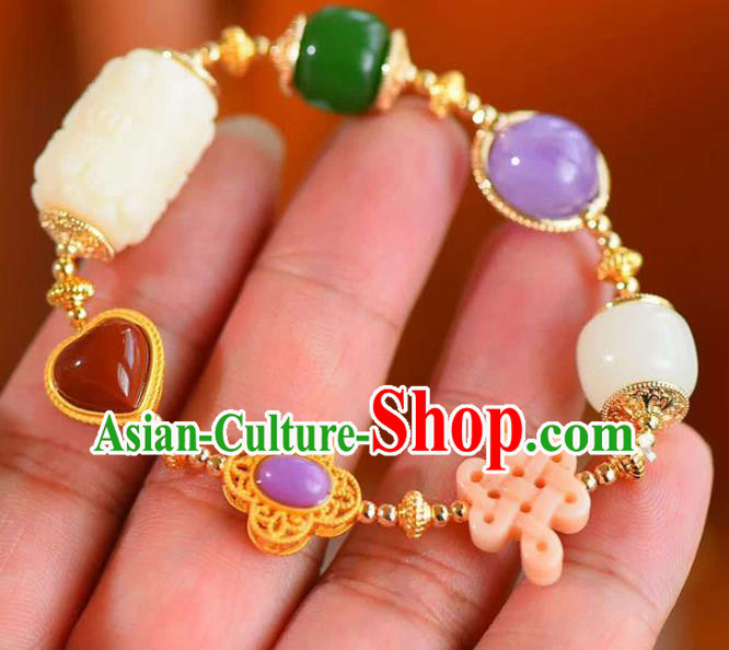 China Handmade Amethyst Bracelet Traditional Jewelry Accessories National Hetian Jade Bangle