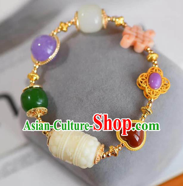 China Handmade Amethyst Bracelet Traditional Jewelry Accessories National Hetian Jade Bangle