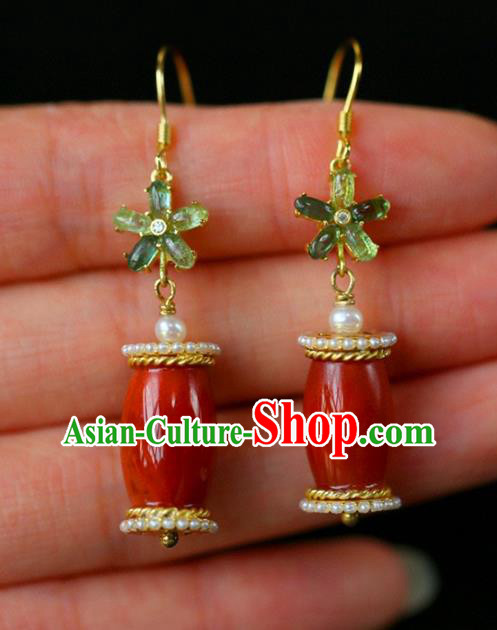Handmade China Agate Eardrop National Jewelry Accessories Traditional Cheongsam Pearls Earrings