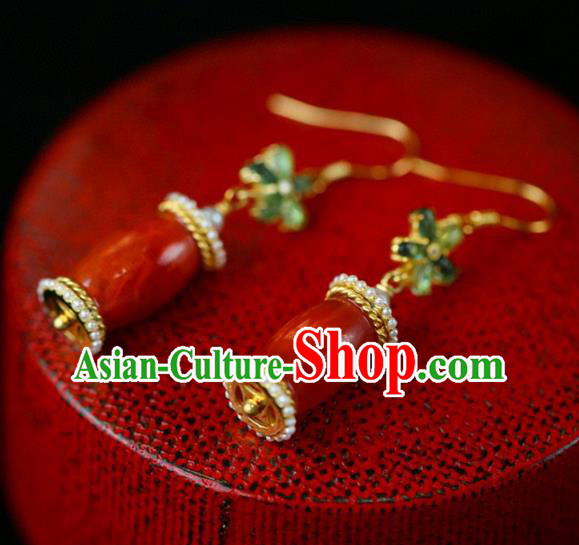 Handmade China Agate Eardrop National Jewelry Accessories Traditional Cheongsam Pearls Earrings