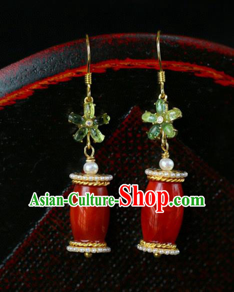 Handmade China Agate Eardrop National Jewelry Accessories Traditional Cheongsam Pearls Earrings