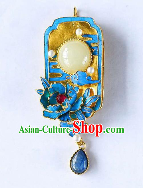 Chinese Classical Sapphire Necklace Handmade Jewelry Accessories National Jade Necklet Pendant
