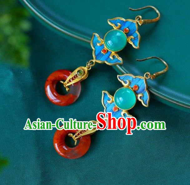 Handmade China Eardrop Traditional Jewelry Accessories National Cheongsam Agate Earrings