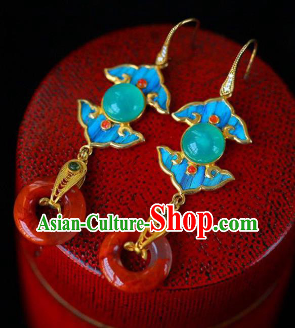 Handmade China Eardrop Traditional Jewelry Accessories National Cheongsam Agate Earrings