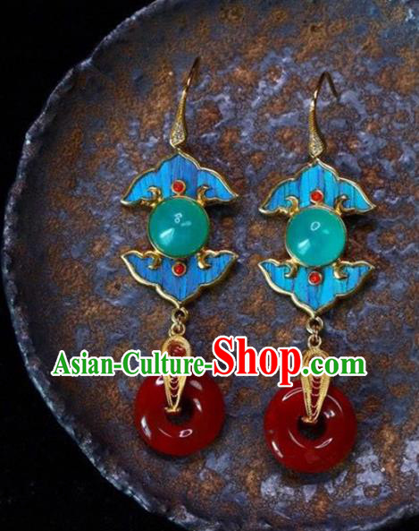 Handmade China Eardrop Traditional Jewelry Accessories National Cheongsam Agate Earrings