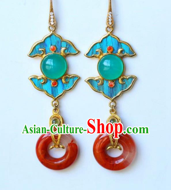 Handmade China Eardrop Traditional Jewelry Accessories National Cheongsam Agate Earrings