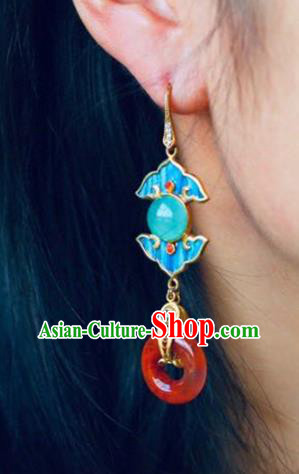 Handmade China Eardrop Traditional Jewelry Accessories National Cheongsam Agate Earrings