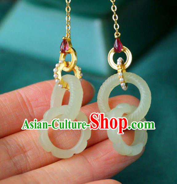 Handmade China Pearls Eardrop Accessories Traditional Jade Jewelry National Cheongsam Earrings