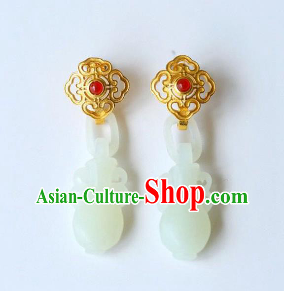 Handmade China Jade Vase Eardrop Accessories National Cheongsam Earrings Traditional Jewelry