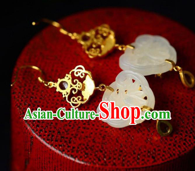 Handmade China Tourmaline Eardrop Accessories Traditional Jewelry National Cheongsam Jade Lock Earrings