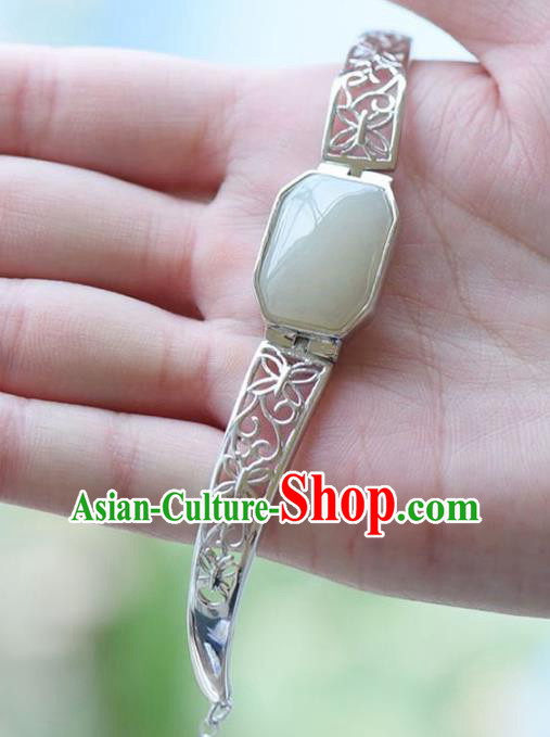 China Handmade Bracelet Traditional Jewelry Accessories National Silver Carving Bangle