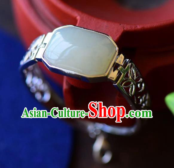 China Handmade Bracelet Traditional Jewelry Accessories National Silver Carving Bangle