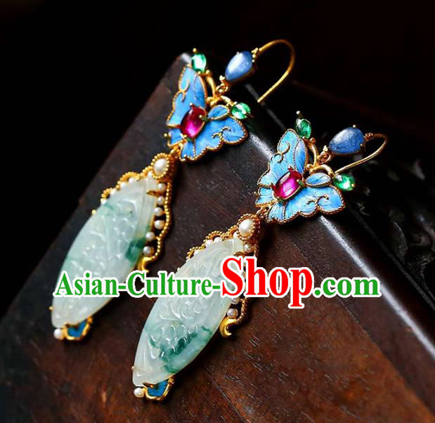 Handmade China Amethyst Butterfly Eardrop Accessories Traditional Jade Jewelry National Cheongsam Earrings