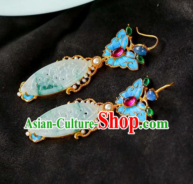 Handmade China Amethyst Butterfly Eardrop Accessories Traditional Jade Jewelry National Cheongsam Earrings