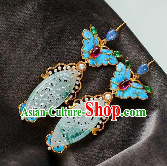 Handmade China Amethyst Butterfly Eardrop Accessories Traditional Jade Jewelry National Cheongsam Earrings
