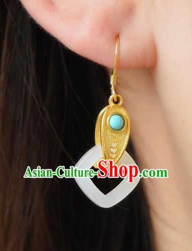 Handmade China Kallaite Eardrop Accessories Traditional Jewelry National Cheongsam White Nephire Earrings